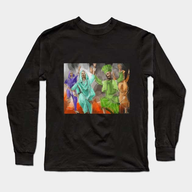 Bhangra Group Long Sleeve T-Shirt by sukhpalgrewal